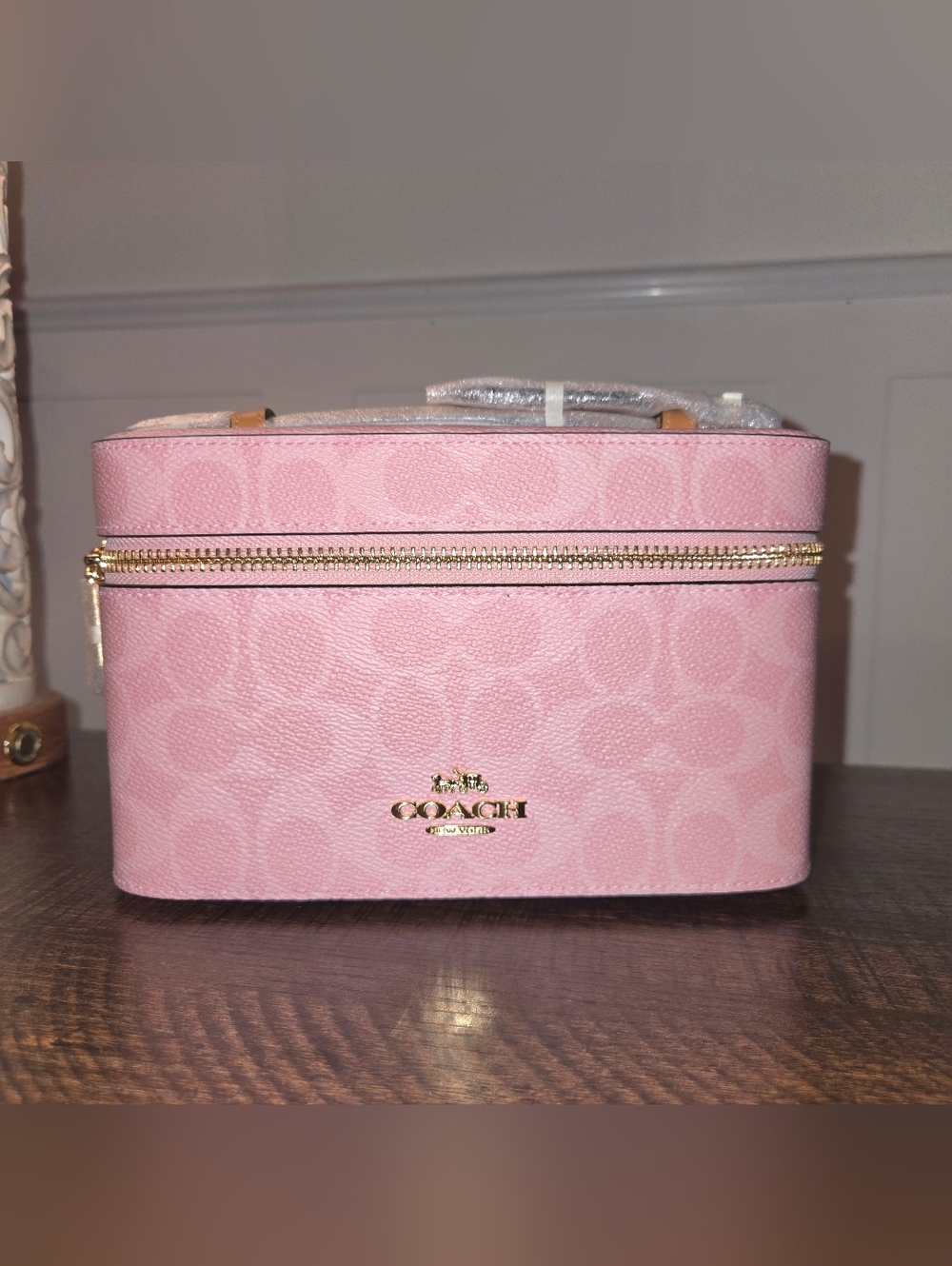 Coach Signature Coated Canvas Cosmetic Case CEA56 Powder Pink